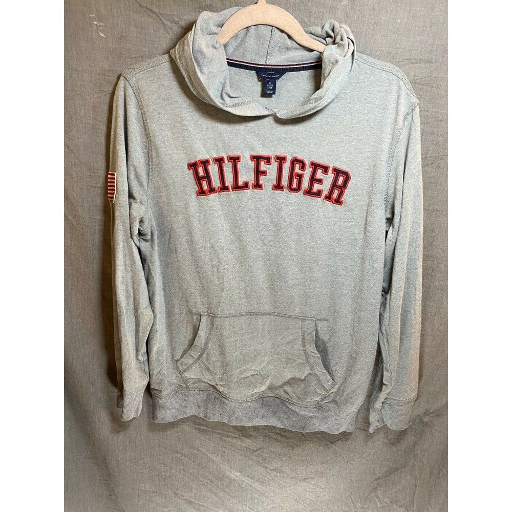 Tommy Hilfiger Shirt Boys Extra Large 20 Grey Spell Out Hooded‎ Kids Youth